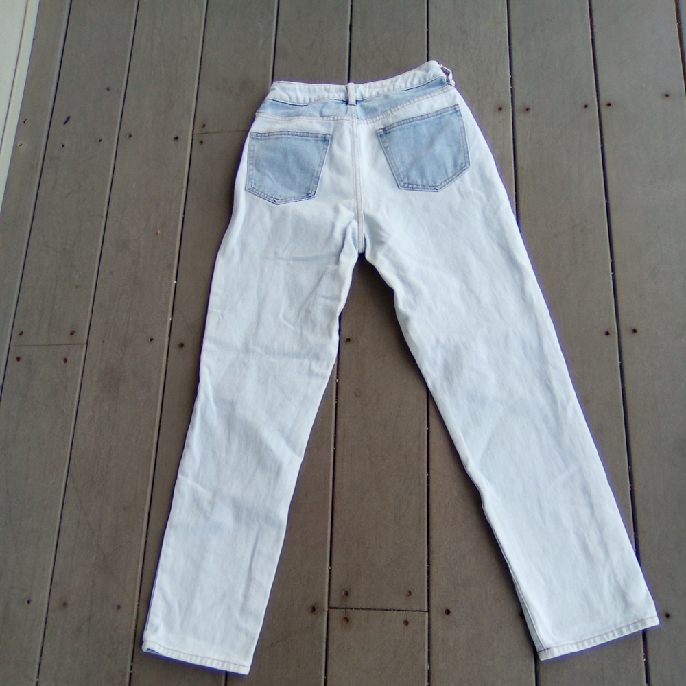 PACSUN WAIST 24" Stylish Blue and White Women's Straight Jeans STYLE MOM JEAN - Picture 6 of 8